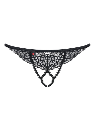 Obsessive Sexy Lingerie Liferia Crotchless Thong Black Open Crotch G-string
