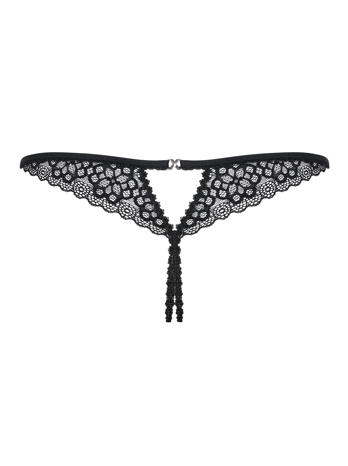 Obsessive Sexy Lingerie Liferia Crotchless Thong Black Open Crotch G-string