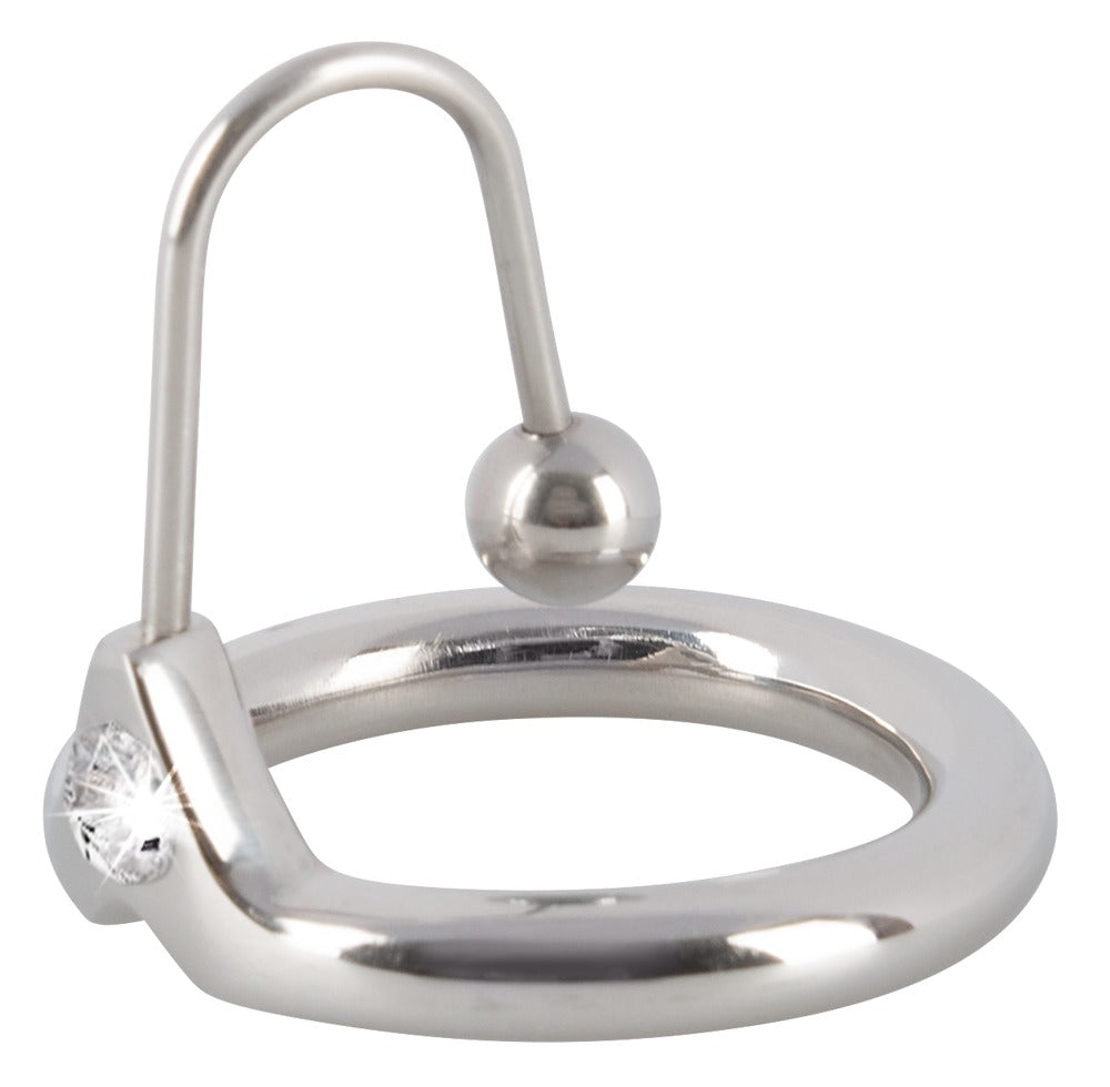 Orion Penis Plug Sterm Stopper with Glans Ring Ø 3 mm Stainless Steel with Rhinestone