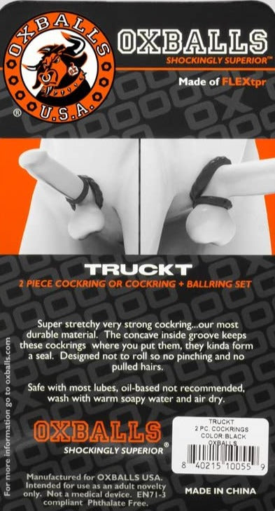 Oxballs TRUCKT 2 Piece Cock Ring or Cockring + Ball Ring Set Clear