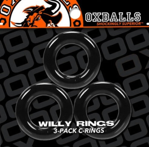 Oxballs WILLY RINGS 3 Pack Black Super Stretchy Cock Rings