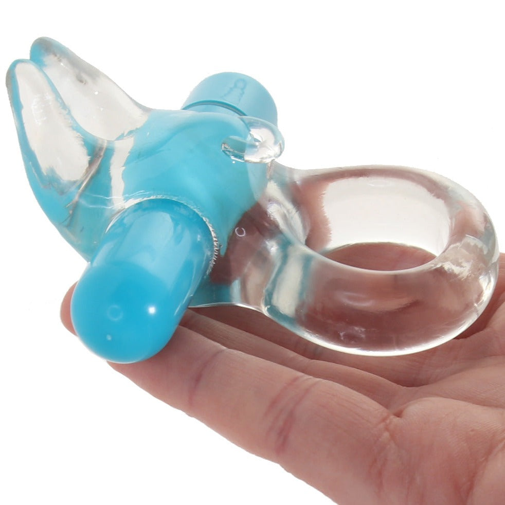 PLAY WITH ME BULL VIBRATING C RING Clear Rabbit Cock Ring with Tiffany Blue Bullet Vibrator