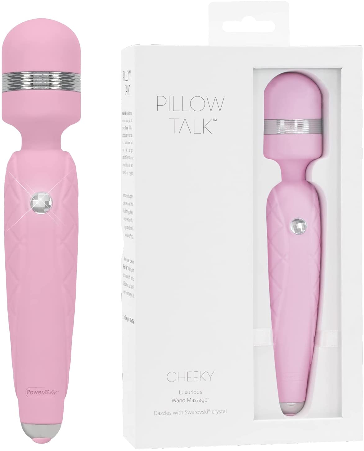 Pillow Talk CHEEKY Rechargeable Powerful Body Wand Massager with Swarovski Crystal