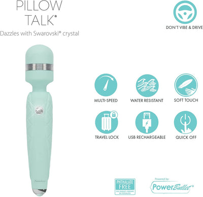 Pillow Talk CHEEKY Rechargeable Powerful Body Wand Massager with Swarovski Crystal