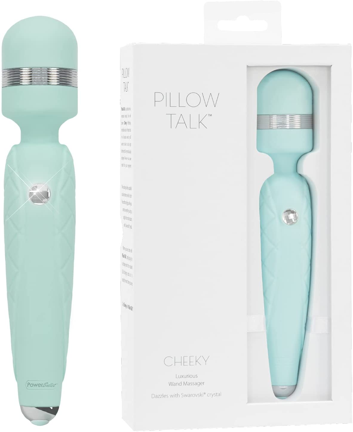 Pillow Talk CHEEKY Rechargeable Powerful Body Wand Massager with Swarovski Crystal
