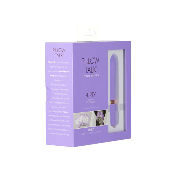 Pillow Talk FLIRTY Powerful Rechargeable Mini Bullet Vibrator with Swarovski Crystal - Special Edition Sensual Kit - Purple Hue