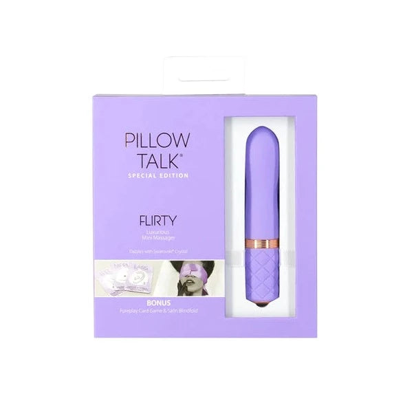 Pillow Talk FLIRTY Powerful Rechargeable Mini Bullet Vibrator with Swarovski Crystal - Special Edition Sensual Kit - Purple Hue