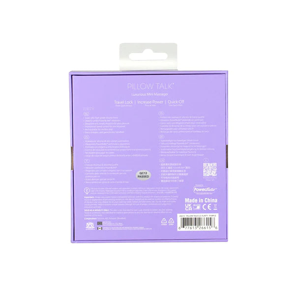 Pillow Talk FLIRTY Powerful Rechargeable Mini Bullet Vibrator with Swarovski Crystal - Special Edition Sensual Kit - Purple Hue