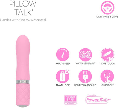 Pillow Talk FLIRTY Powerful Rechargeable Mini Bullet Vibrator with Swarovski Crystal