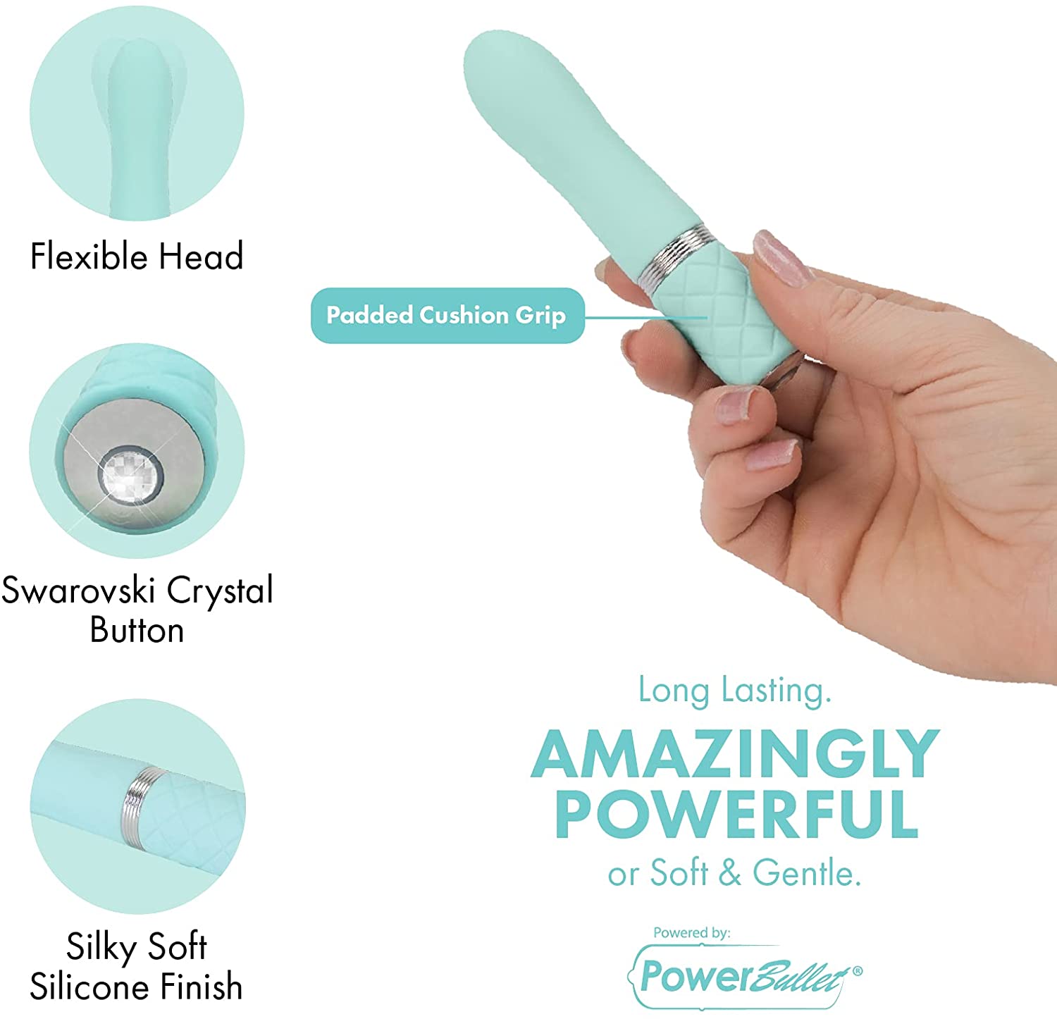 Pillow Talk FLIRTY Powerful Rechargeable Mini Bullet Vibrator with Swarovski Crystal
