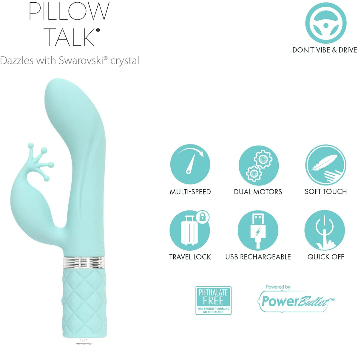 Pillow Talk KINKY Powerful Rechargeable Vibrator with Swarovski Crystal