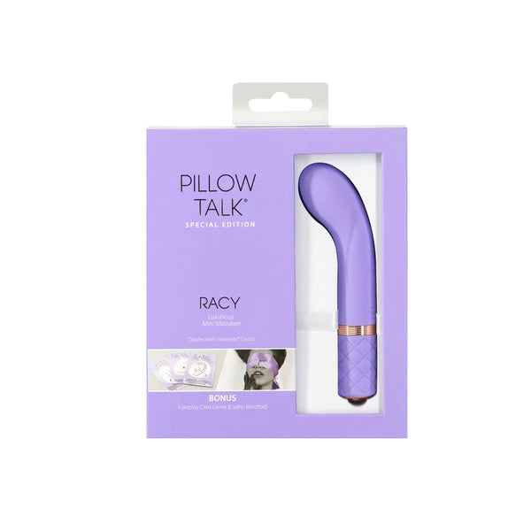 Pillow Talk RACY Powerful Rechargeable Mini Bullet Vibrator with Swarovski Crystal - Special Edition Sensual Kit - Purple Hue