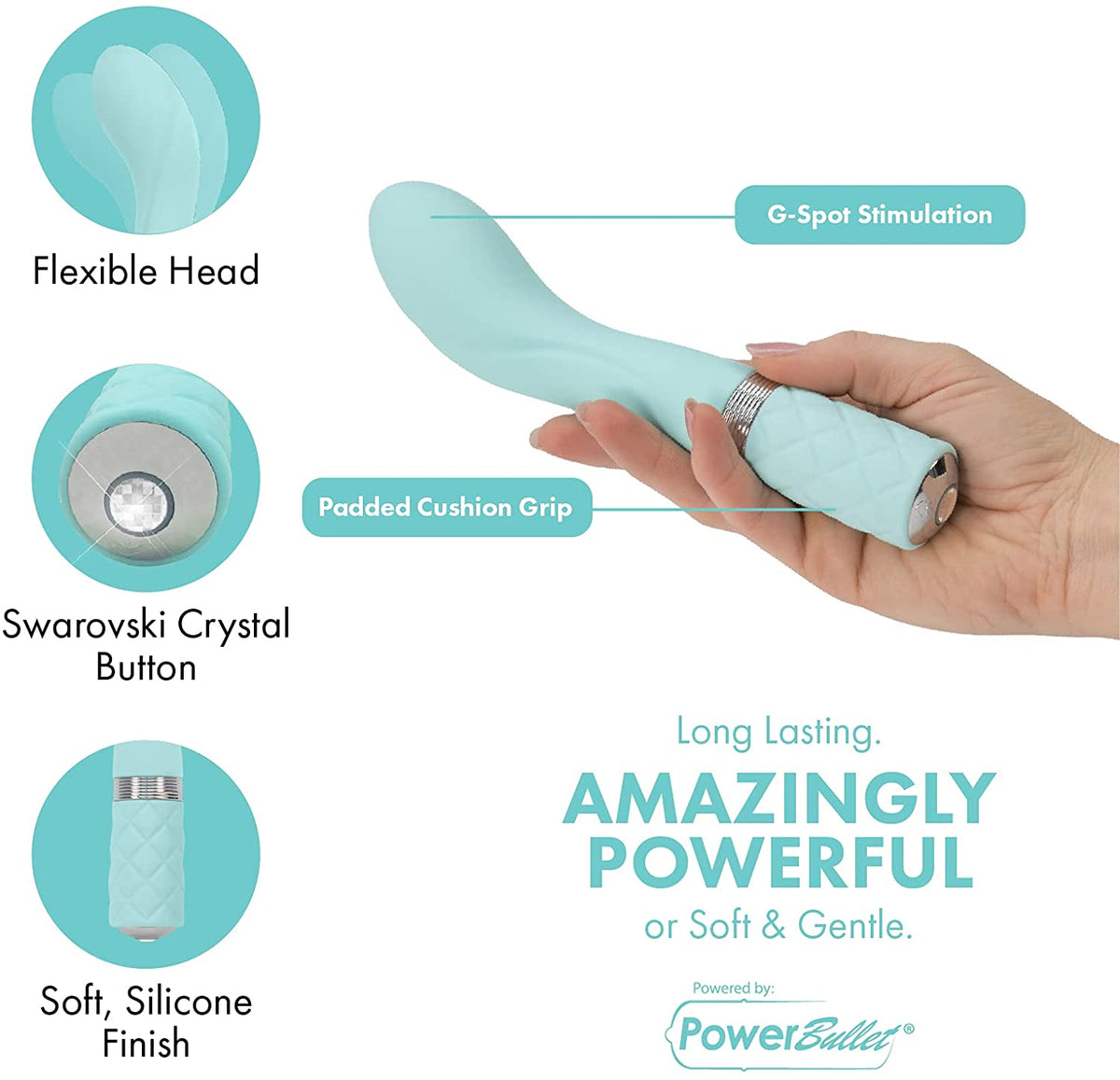 Pillow Talk SASSY Powerful Rechargeable G Spot Vibrator with Swarovski Crystal