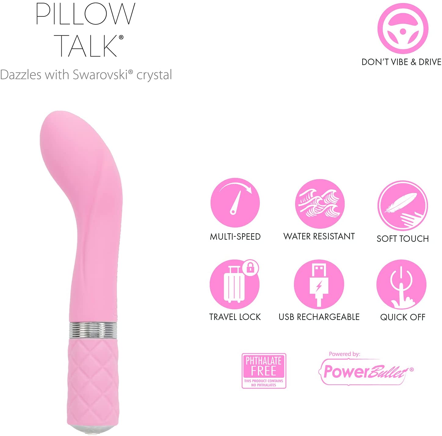 Pillow Talk SASSY Powerful Rechargeable G Spot Vibrator with Swarovski Crystal