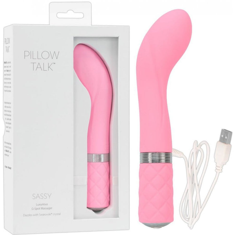 Pillow Talk Sassy Powerful Rechargeable Silicone G Spot Vibrator with Swarovski Crystal 