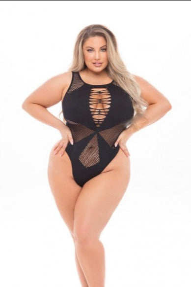 Pink Lipstick Lingerie DUCHESS HIGHNECK BODYSUIT Black Teddy