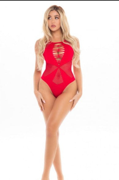 Pink Lipstick Lingerie DUCHESS HIGHNECK BODYSUIT Red Teddy