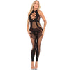 Pink Lipstick Lingerie ON RAILS FOOTLESS BODYSTOCKING Black Open Crotch
