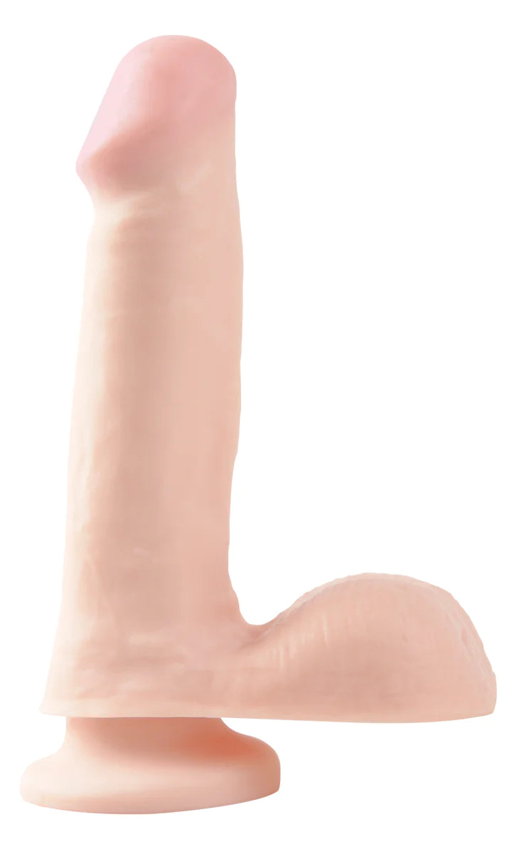 Pipedream Basix Rubber Works 6 inch Realistic Dildo with Balls and Suction Cup Mount Base