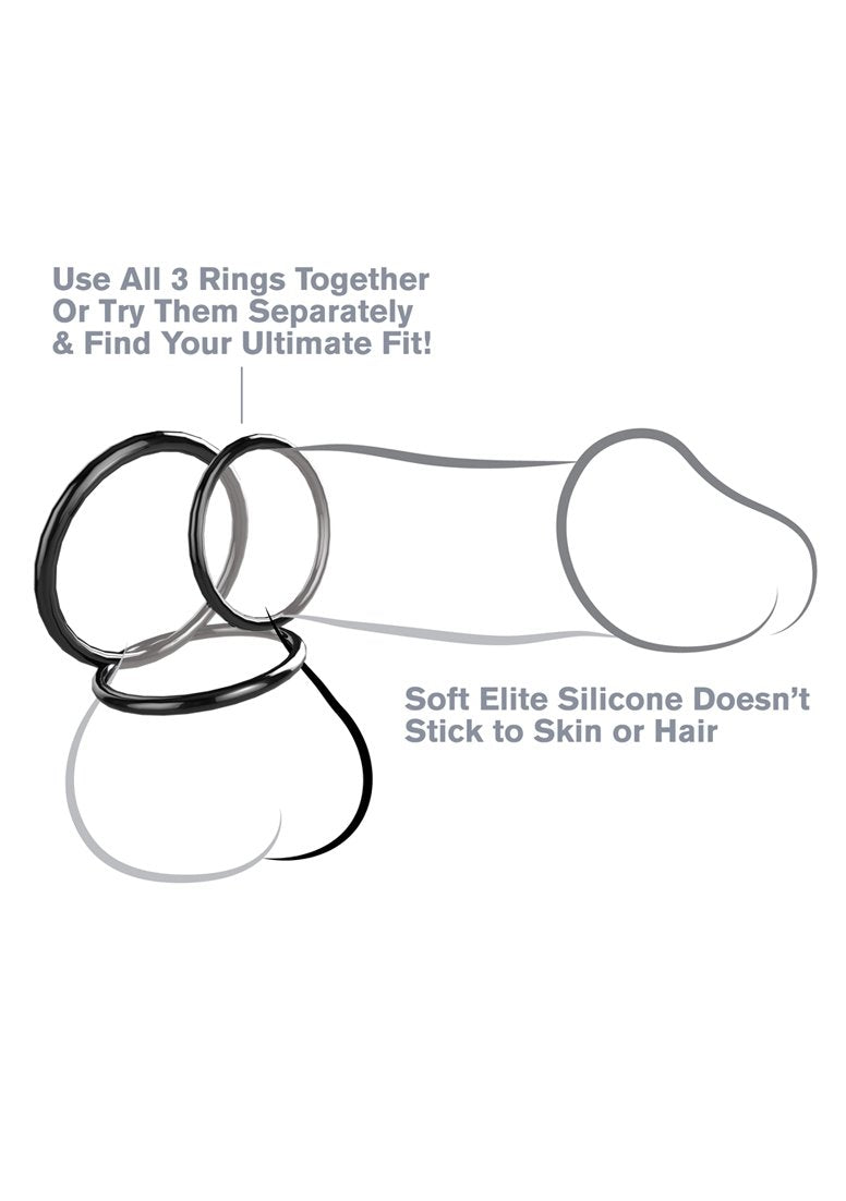 Pipedream C Ringz SILICONE 3 RING STAMINA SET Black
