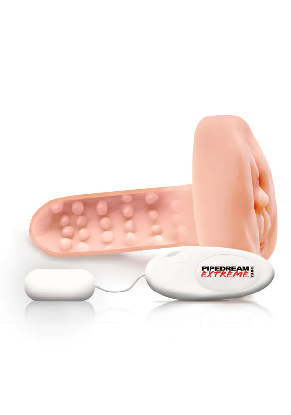 Pipedream Extreme PDX Vibrating Freshman Fuckhole Flesh Pocket Pussy with Remote Control