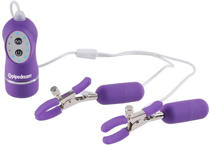 Pipedream Fetish Fantasy Series 10 Function Vibrating Nipple Clamps Purple