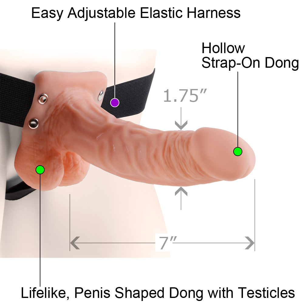 Pipedream Fetish Fantasy Series Hollow Strap On Realistic Dildo with Balls 7 inch