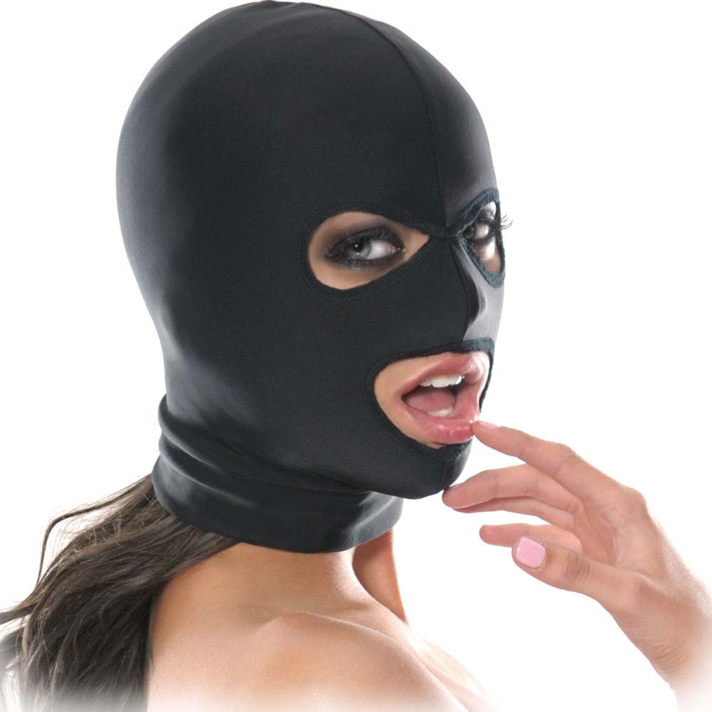 Pipedream Fetish Fantasy Series Spandex 3 Hole Hood Unisex Black One Size Mask