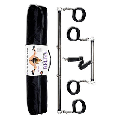 Pipedream Fetish Fantasy Spread Em Spreader Bar and Cuff Set with Wrist Handcuffs and Ankle Cuffs