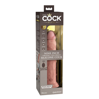 Pipedream King Cock Elite 9 inch Vibrating + Dual Density Silicone Dildo with Wireless Remote Control Flesh