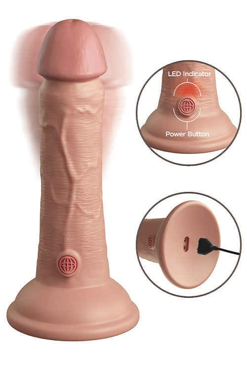Pipedream King Cock Elite Six Inch Vibrating + Dual Density Silicone Dildo Flesh
