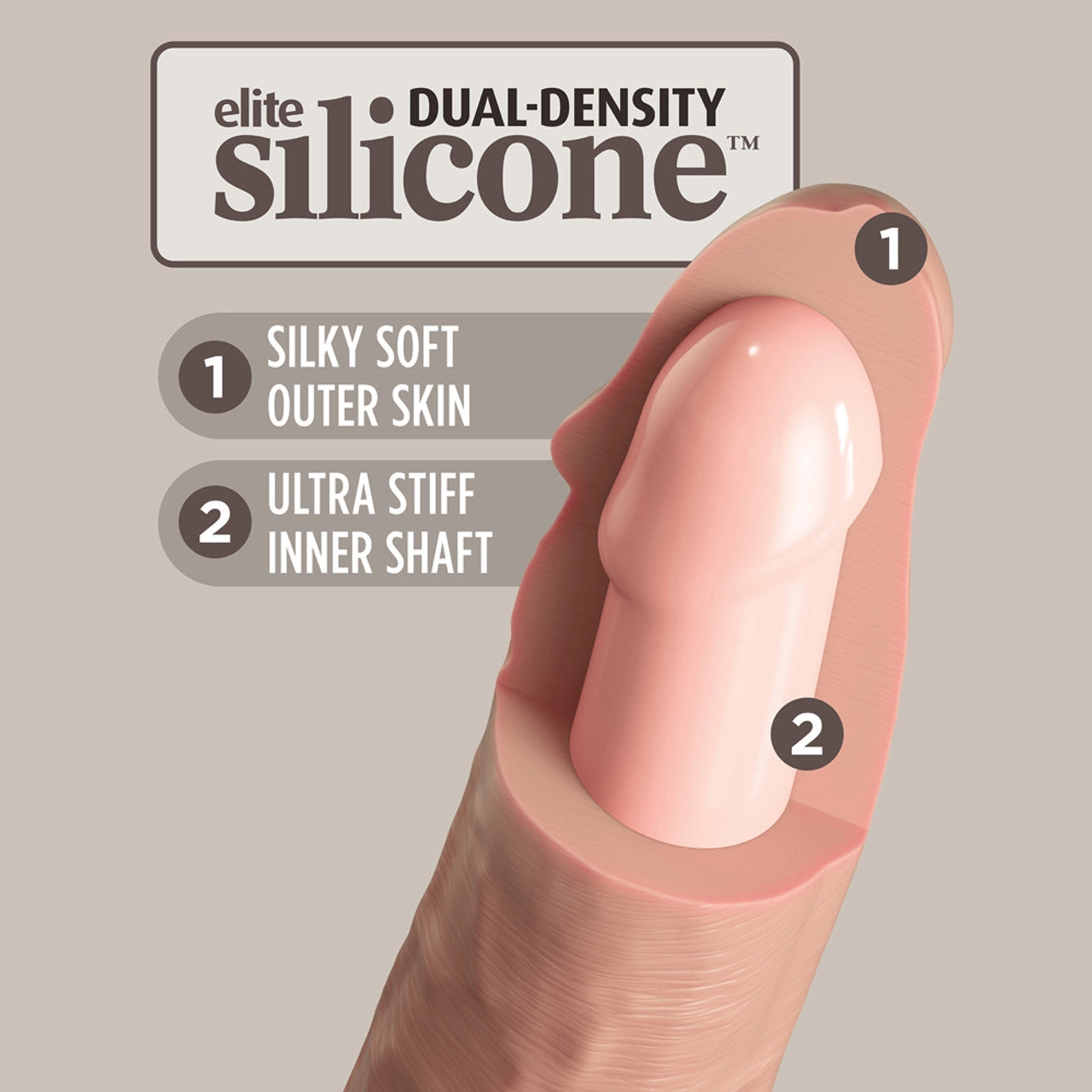 Pipedream King Cock Elite Six Inch Vibrating + Dual Density Silicone Dildo Flesh
