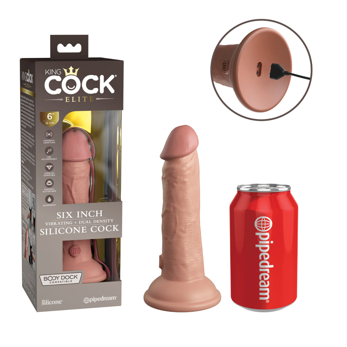 King Cock Elite Vibrating Dual Density Dildo - 6 Inch Flesh
