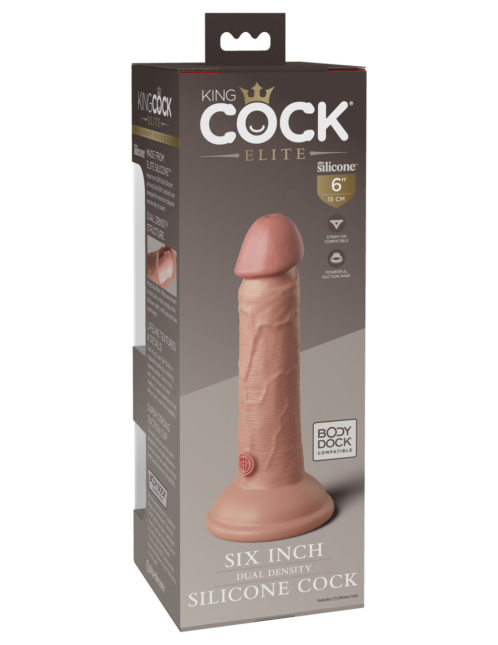 Pipedream King Cock Elite Six Inch Vibrating + Dual Density Silicone Dildo Flesh