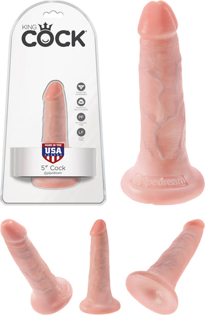Pipedream King Cock Tapered Realistic Dildo with Suction Cup Mount Base 5 inch Flesh
