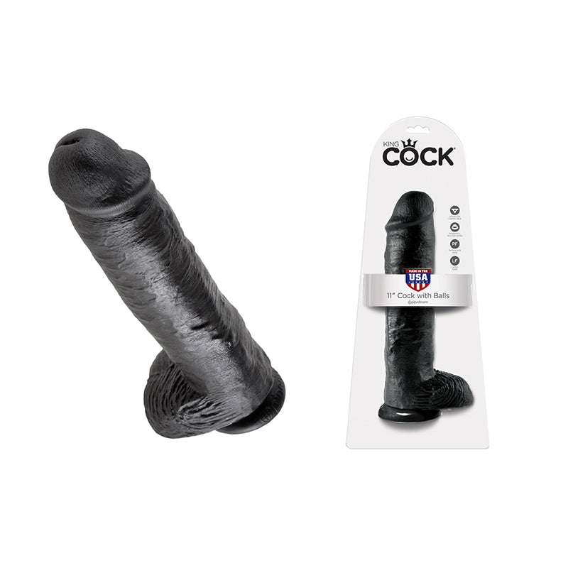Pipedream King Cock Thick Realistic Dildo with Balls and Suction Cup Mount Base 11 inch