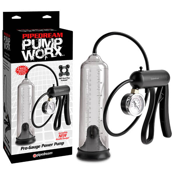 Pipedream Pump Worx Pro Gauge Power Penis Pump 8.5 inch Clear