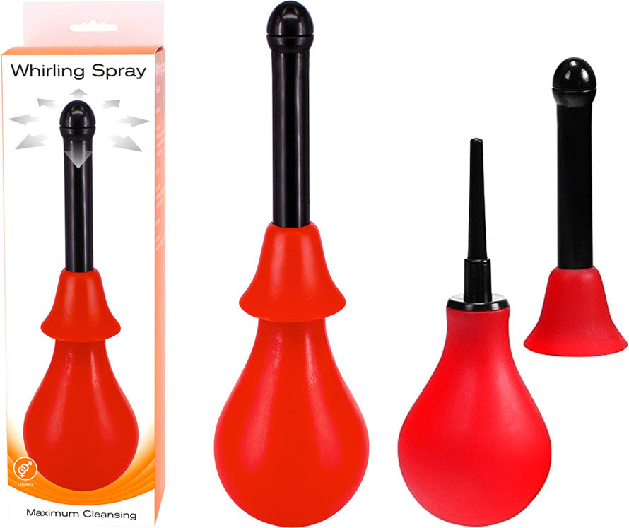 Unisex WHIRLING SPRAY for Maximum Cleansing Black Red Vaginal and Anal Douche