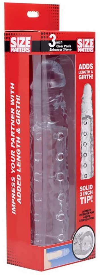 Size Matters 3 inch Clear Penis Enhancer Sleeve with Nubbed interior for added stimulation
