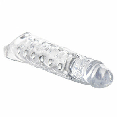 Size Matters 3 inch Penis Extension Sleeve Realistic 3 inch Extra Length Extender with Strap on Ball Harness 11 inch Clear