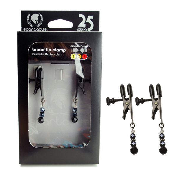 Spartacus Adjustable Broad Tip Clamps Beaded with Black Glass