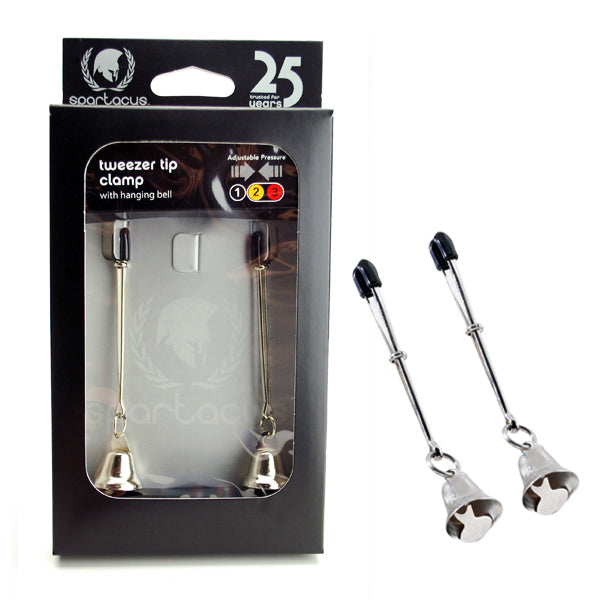 Spartacus Adjustable Tweezer Nipple Clamps with Hanging Bell