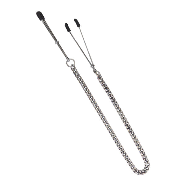 Spartacus Adjustable Tweezer Nipple Clamps with Silver Jewel Chain