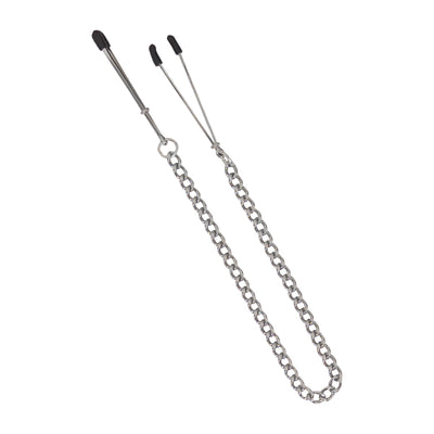 Spartacus Adjustable Tweezer Nipple Clamps with Silver Link Chain