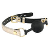 Spartacus Black Silicone Ball Gag with White Snake Print Strap Lockable Gold Buckle