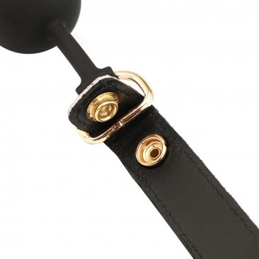 Spartacus Black Silicone Ball Gag with White Snake Print Strap Lockable Gold Buckle