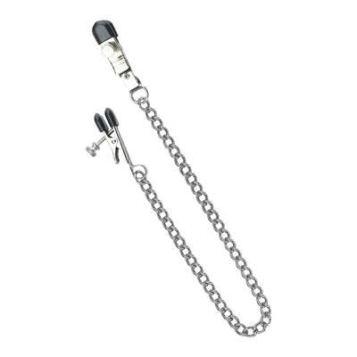 Spartacus Broad Tip Alligator Nipple Clamps with Loop and Link Chain