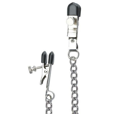 Spartacus Broad Tip Alligator Nipple Clamps with Loop and Link Chain