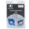Spartacus Elastomer Stretch to Fit Flexible Cock Rings 3 Pack Blue Black Clear
