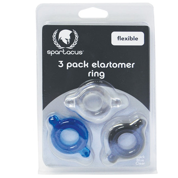 Spartacus Elastomer Stretch to Fit Flexible Cock Rings 3 Pack